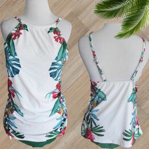 WHITE PRINT NWOT TANKINI TWO PIECE SWIMSUIT